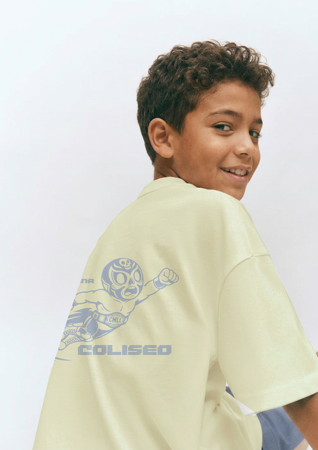 Playera estampada lucha libre crema