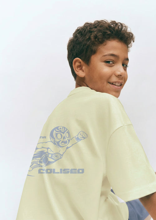 Playera estampada lucha libre crema
